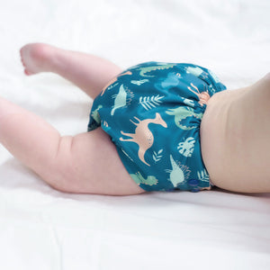 The Cloth Nappy Company Malta La Petite Ourse Pocket prehistoric on baby