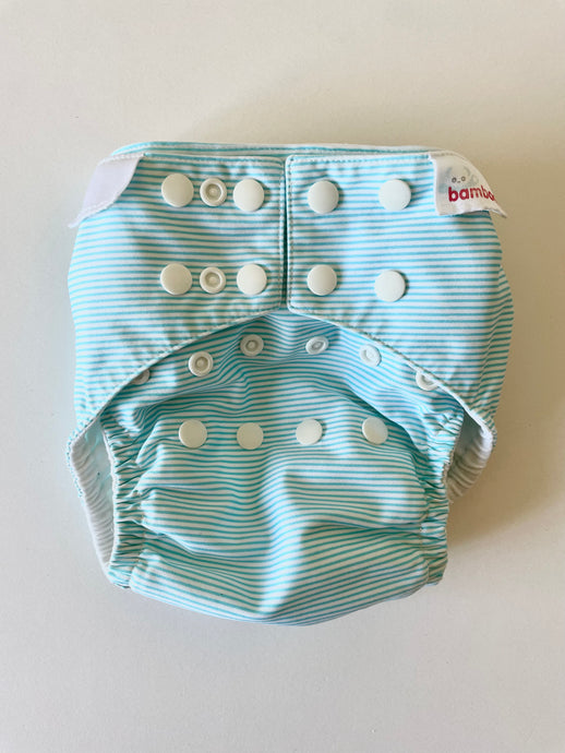 Pre-Loved Bambooty One Size - Nappy Cover - Green Stripes
