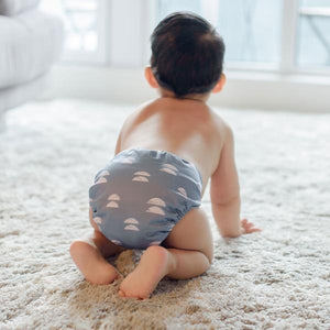 The Cloth Nappy Company La Petite Ourse All in One Nappy Balanced baby pose