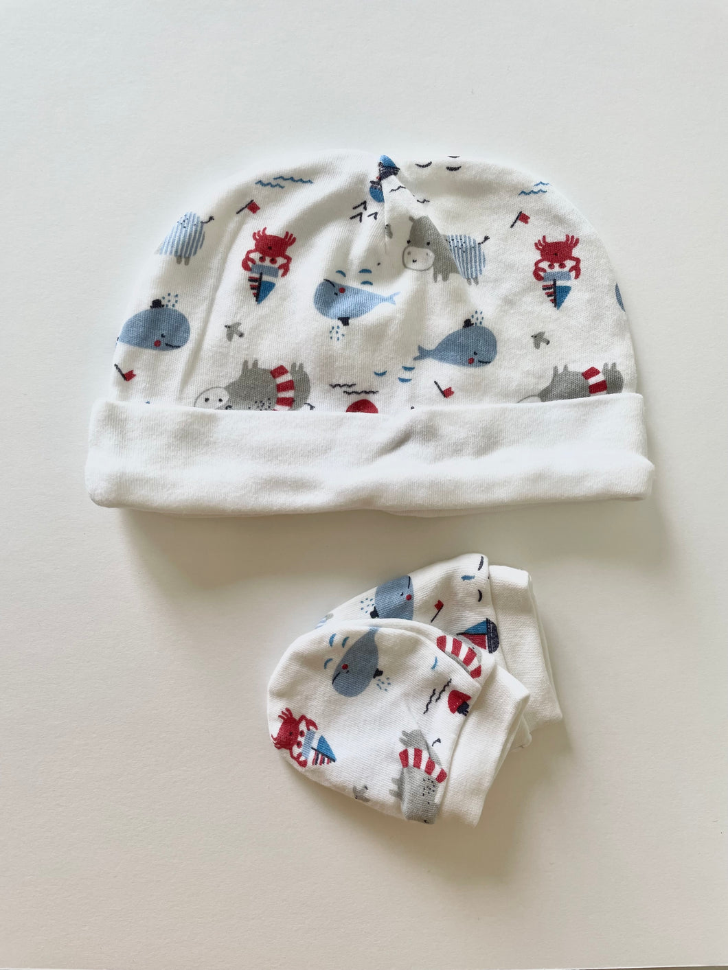 3-6m Baby Hat & Mitten set