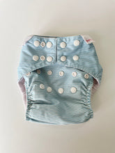 Load image into Gallery viewer, Pre-Loved Bambooty One Size - Nappy Cover - Baby Blue Stripes