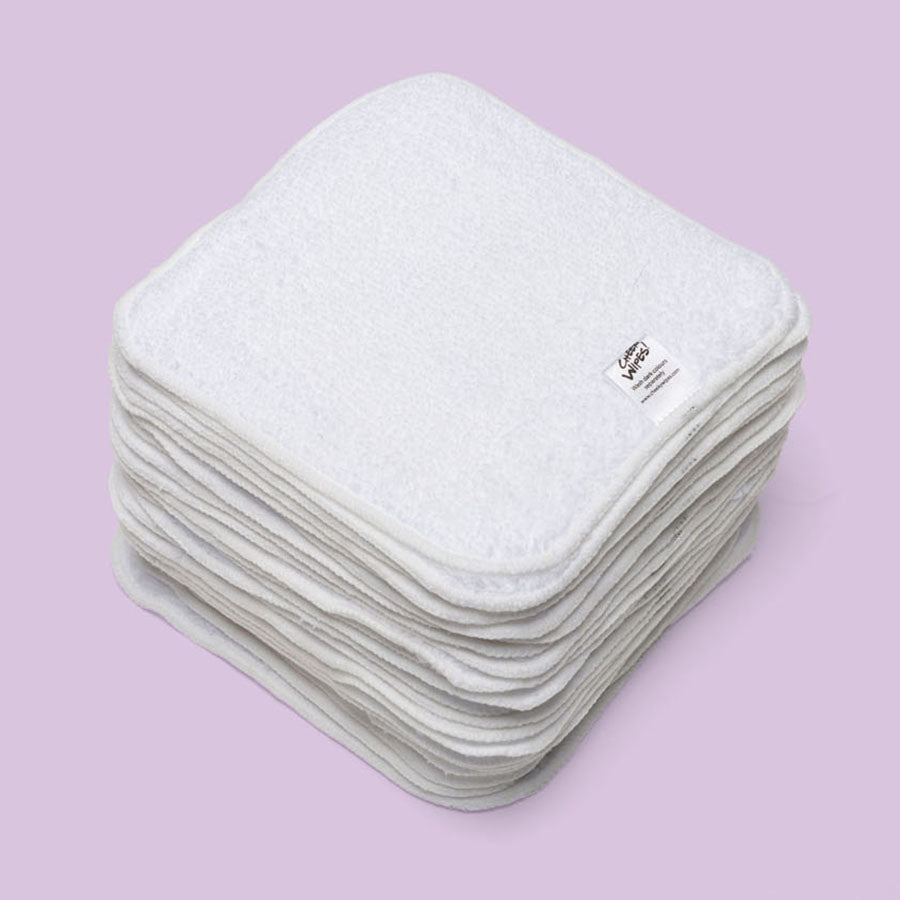 Cheeky Wipes - Cloth Cotton Terry 25x Wipes White